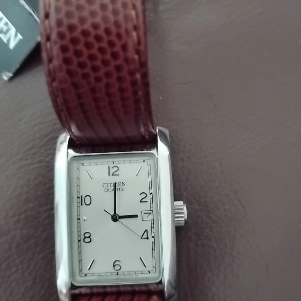 Citizen Rectangular Silver Watch with Textured Br… - image 2